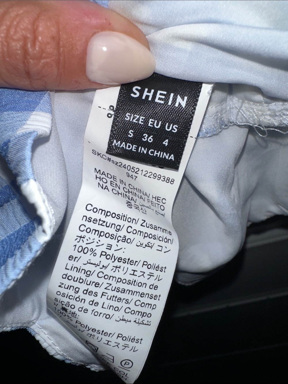 SHEIN Light Blue & White Gingham Tie-Front Peplum Tank - Picture 3 of 3